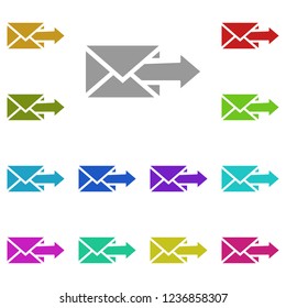 arrow on an mail envelope icon in multi color. Simple glyph vector of web set for UI and UX, website or mobile application