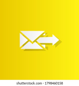 arrow on an mail envelope white icon with shadow