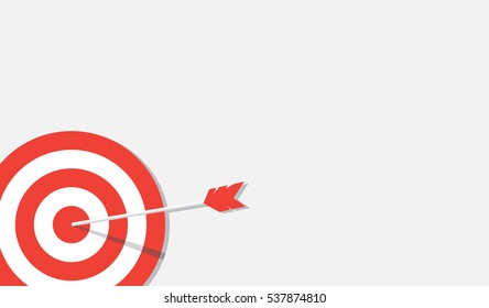 Arrow on red target. Success and winning background concept. Vector illustration with copy space