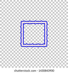 Arrow on a square shape. Red, white and contour icon at transparent background. Illustration.