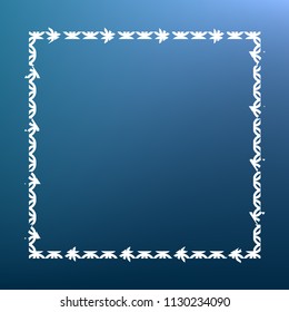 Arrow on a square shape. Vector. White textured icon at lapis lazuli gradient background.