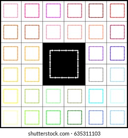 Arrow on a square shape. Vector. Felt-pen 33 colorful icons at white and black backgrounds. Colorfull.