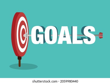 Arrow on the target board. Company Target Goals concept. Vector illuistration.