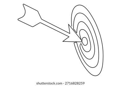 Flecha en la circunferencia de destino una línea dibujando Ilustración vectorial de contorno minimalista