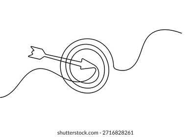 Flecha en la circunferencia de destino una línea dibujando Ilustración vectorial de contorno minimalista