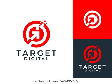 Flecha en el objetivo Diseño de Vector de logotipo de tecnología digital	