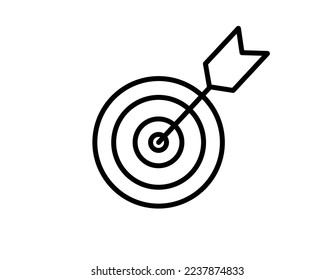 Arrow on target icon. Goal concept and goals to achieve. Strategy and target for business on white background