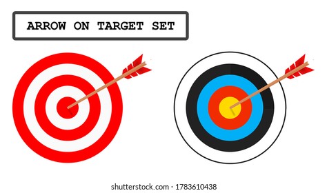 Arrow on target vector icon set.