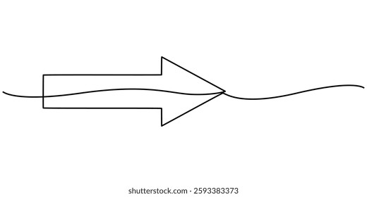 Arrow one line drawing, Arrow Symbol Continuous Line Icon, continuous line drawing of horizontal double arrow symbol. abstract line art illustration, arrow pointing, minimalist pro vector concept.