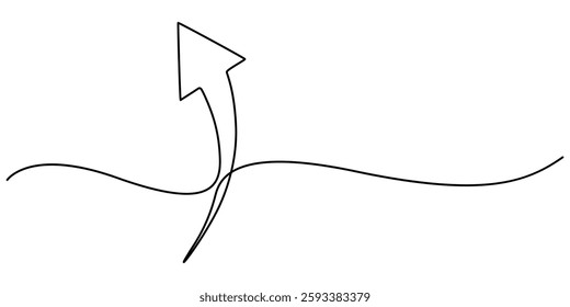 Arrow one line drawing, Arrow Symbol Continuous Line Icon, continuous line drawing of horizontal double arrow symbol. abstract line art illustration, arrow pointing, minimalist pro vector concept.