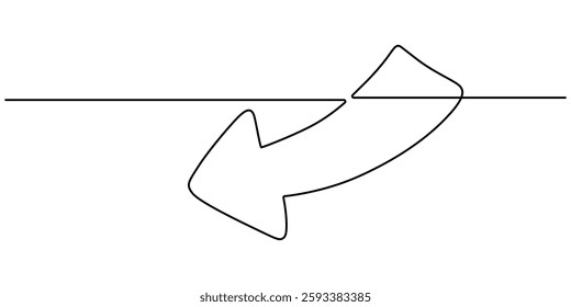Arrow one line drawing, Arrow Symbol Continuous Line Icon, continuous line drawing of horizontal double arrow symbol. abstract line art illustration, arrow pointing, minimalist pro vector concept.