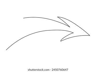 Arrow, one line drawing vector illustration.