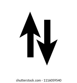 Up arrow opposite to down icon vector icon. Simple element illustration. Up arrow opposite to down symbol design. Can be used for web and mobile.