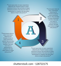 arrow options in the circle - blue, white, orange, one, two, three, four