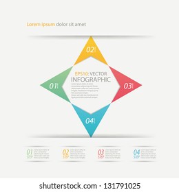 Arrow origami style number options banner. Vector illustration. Used in workflow layout, diagram, web design, infographics.