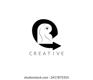 Arrow Out of Box Icon isolated on Black Background. Usable for Business and Technology Logos. Flat Vector Logo Design Template Element.