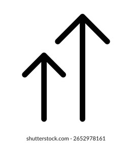 Icono de contorno de flecha hacia arriba para Cargar, aumento, crecimiento y dirección ascendente.