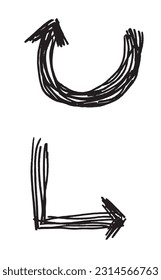 Arrow outline illustration image. 
Hand drawn image artwork of an arrow. 
Simple cute original logo.
Hand drawn vector illustration for posters, cards, t-shirts.