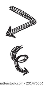 Arrow outline illustration image. 
Hand drawn image artwork of an arrow. 
Simple cute original logo.
Hand drawn vector illustration for posters, cards, t-shirts.
