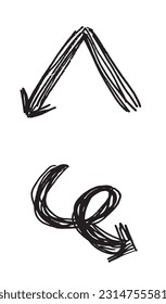 Arrow outline illustration image. 
Hand drawn image artwork of an arrow. 
Simple cute original logo.
Hand drawn vector illustration for posters, cards, t-shirts.