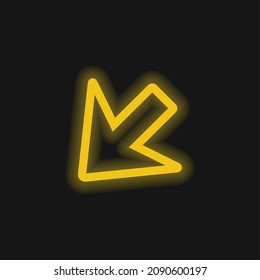 Esquema de flecha Apuntando hacia abajo icono de neón amarillo brillante izquierdo