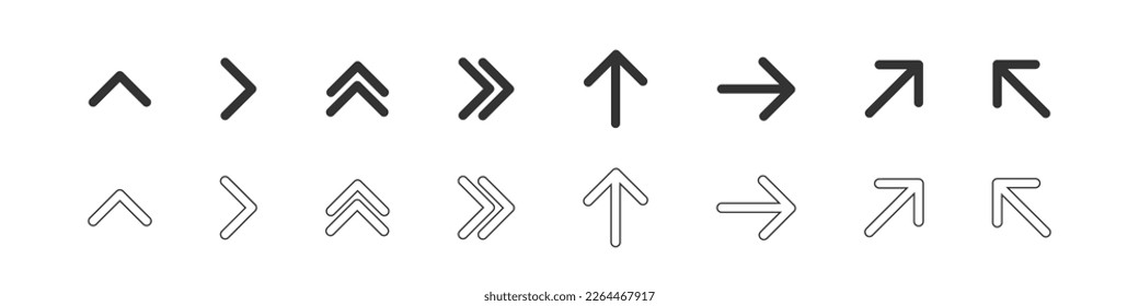 Arrow outline vector collection. Arrow. Modern simple arrows. Cursor.