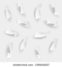 arrow paper cut out icons set collections.  symbols isolated on white background. vector illustration. paper-cut style. 