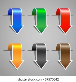 Arrow paper stickers. Vector set