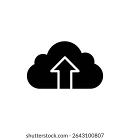 Up arrow passing through cloud representing cloud upload or sync