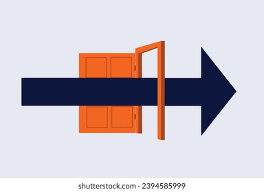 An arrow passing through an open door, depicting a change