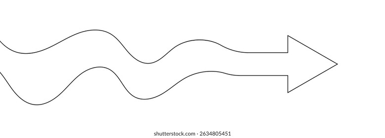 Arrow path in one continuous line drawing . Concept of long right way up in simple linear style. Growing wisdom in editable stroke. Doodle vector illustration.
