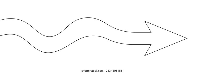 Arrow path in one continuous line drawing . Concept of long right way up in simple linear style. Growing wisdom in editable stroke. Doodle vector illustration.