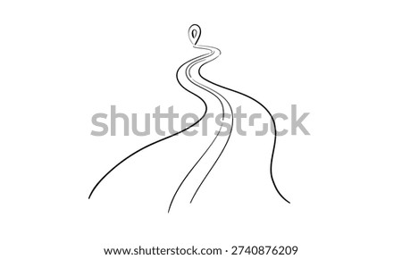 Arrow path, one continuous line drawing. Concept of long right way up in simple linear style. Road is straight outline. Growing wisdom in editable stroke. Doodle vector illustration