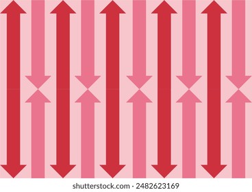 Arrow pattern with 2 solid colors: red cherry and bubblegum pink in soft pink background