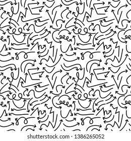 Arrow pattern. Ethnic seamless pattern with arrows. Tribal hand drawn background. Design for wrapping paper, wallpaper, fabric. Vector illustration.