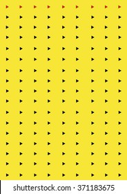 arrow pattern as play button. Black geometric objects on yellow background