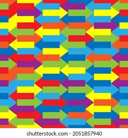 Patrón de flecha sin fisuras. El fondo abstracto de las flechas vectoriales. Diseño de color arco iris.