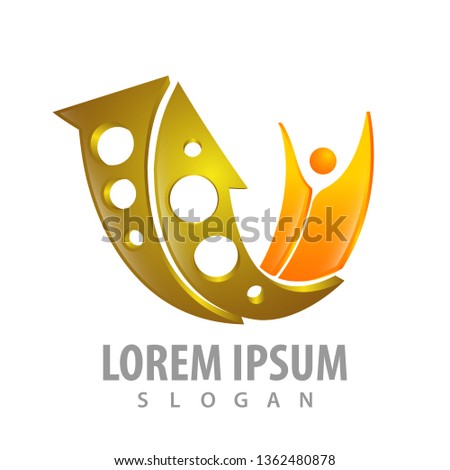 Arrow up people concept design. 3D style gold symbol graphic template element 