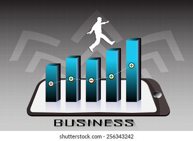 arrow up and people jump on graph