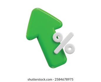 Arrow with percent icon 3d render concept of growth stock market, financial investment, Business and financial icon vector illustration