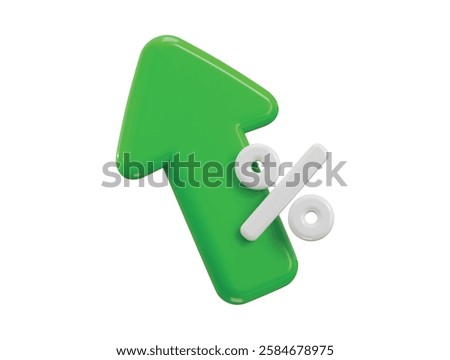 Arrow with percent icon 3d render concept of growth stock market, financial investment, Business and financial icon vector illustration