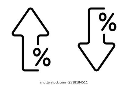 Up arrow percentage and down arrow percentage icon