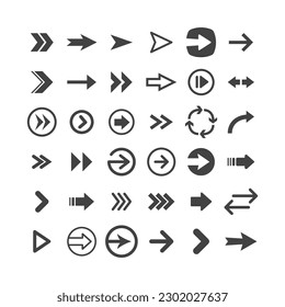 Colección de pictogramas de flecha. Conjunto de flechas.