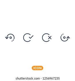 Arrow pictogram refresh reload rotation loop sign set. Simple icon on white background. Modern mono solid plain flat minimal style.