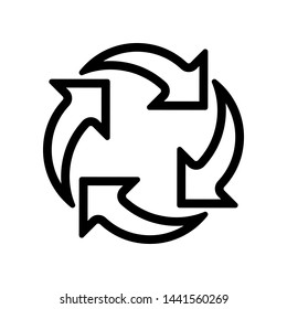 Arrow pictogram refresh reload rotation loop sign. Simple black icon on white background. Vector illustration web design elements.