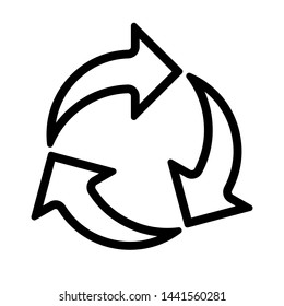 Arrow pictogram refresh reload rotation loop sign. Simple black icon on white background. Vector illustration web design elements.