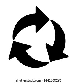 Arrow pictogram refresh reload rotation loop sign. Simple black icon on white background. Vector illustration web design elements.