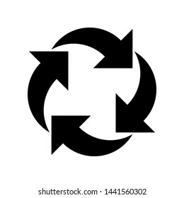 Arrow pictogram refresh reload rotation loop sign. Simple black icon on white background. Vector illustration web design elements.