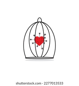 An arrow pierced the heart in the cage
