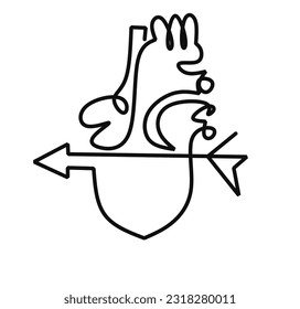 arrow pierced heart vector on white background